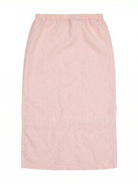 Coldwater Creek 100% Linen Skirt Womens 14 Blush Pink Midi Elastic Waist Coastal